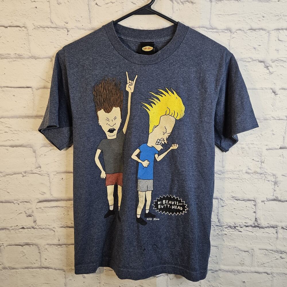 Vtg. Y2K 2011 Beavis and Butthead Shirt Small Faded Blue Washed Out Mike Judge